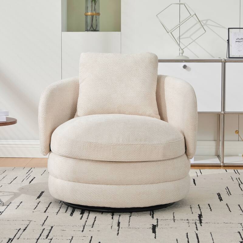 30"W Modern Upholstered Armchair,Accent Chair with a Pillow - Beige