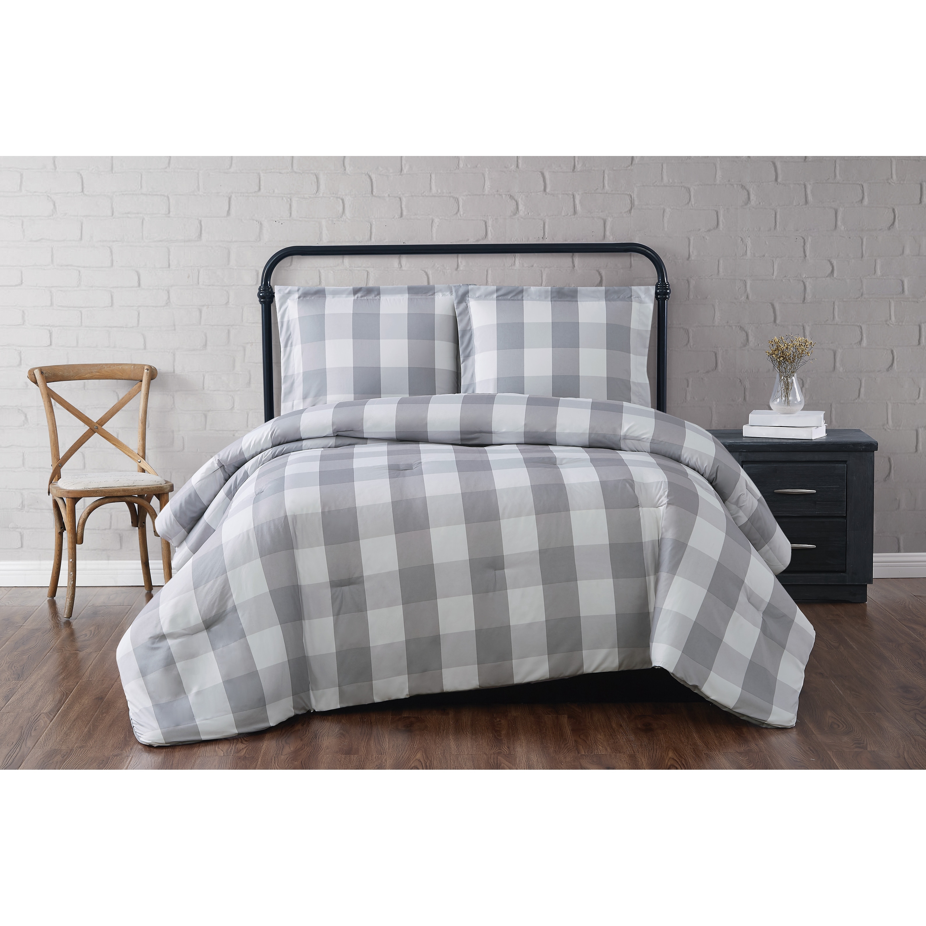 Details about   Black White Buffalo Plaid Large Checked 2 pc Comforter Set Twin Size Bedding 