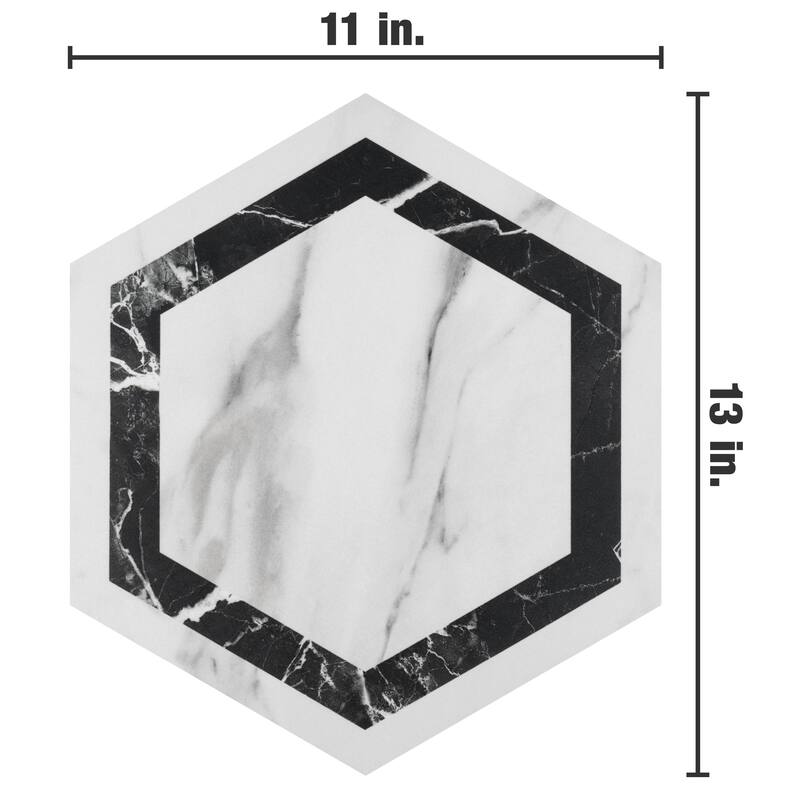 Merola Tile BioTech Hex Venato Deco Dark 11" x 13" Porcelain Floor and Wall Tile