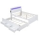 preview thumbnail 11 of 12, Full Platform Kids Bed with LED Storage Headboard, Twin Size Trundle, and 3-Drawers for Extra Storage and Convenience, White