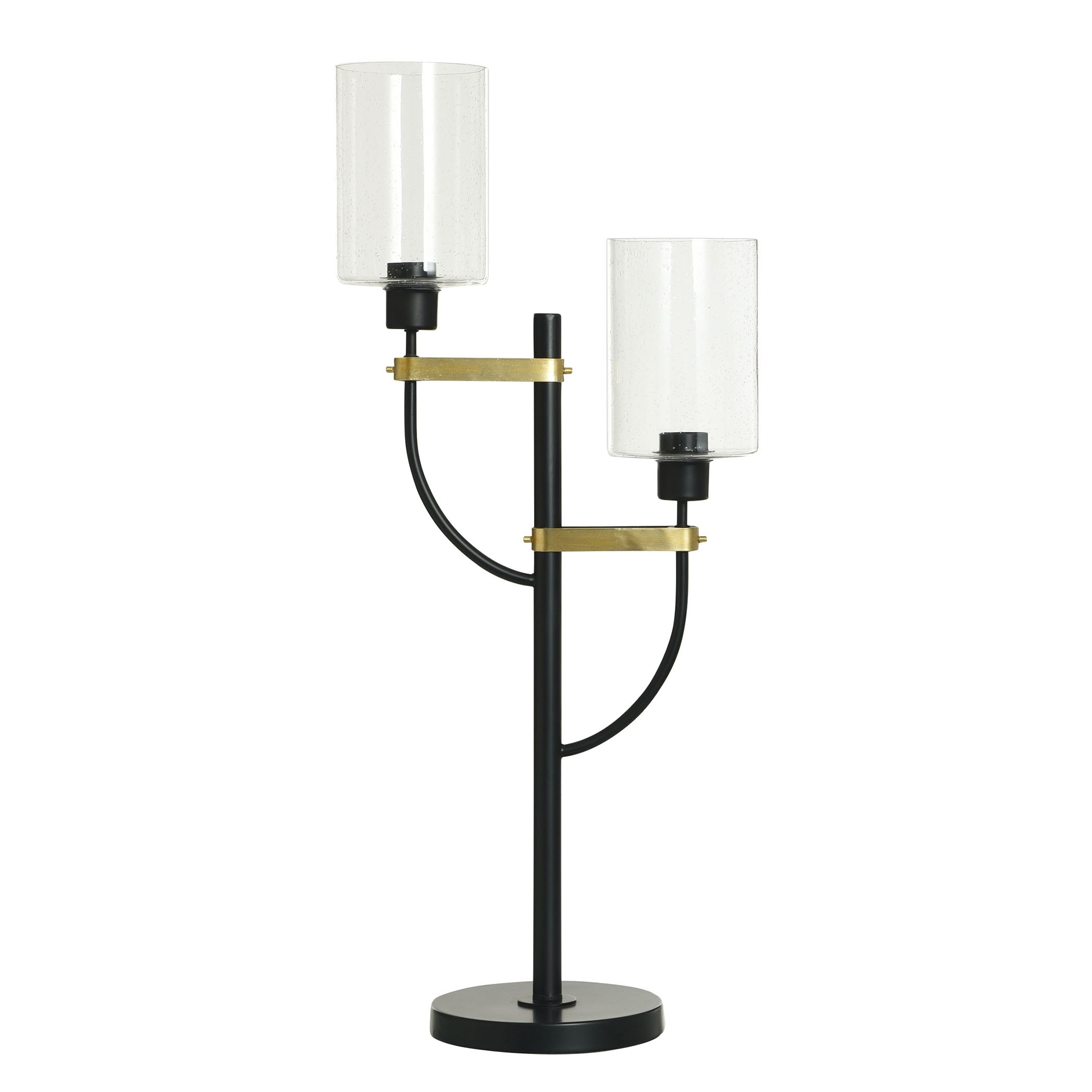 StyleCraft Firelite - Black & Gold Steel Table Lamp - Clear Glass Shade