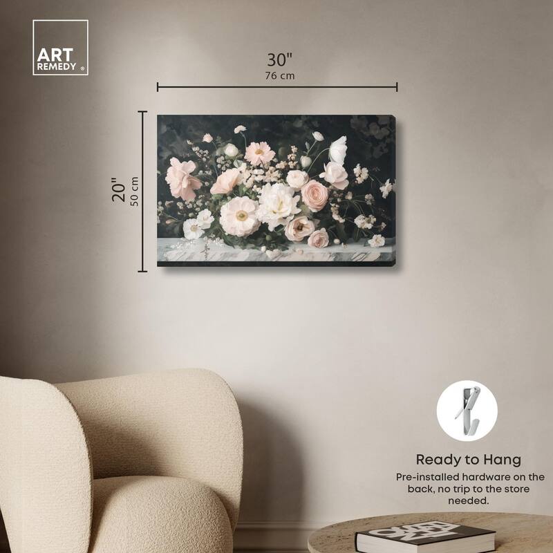 Marble and Blooms Canvas by Art Remedy, Gallery Wrapped