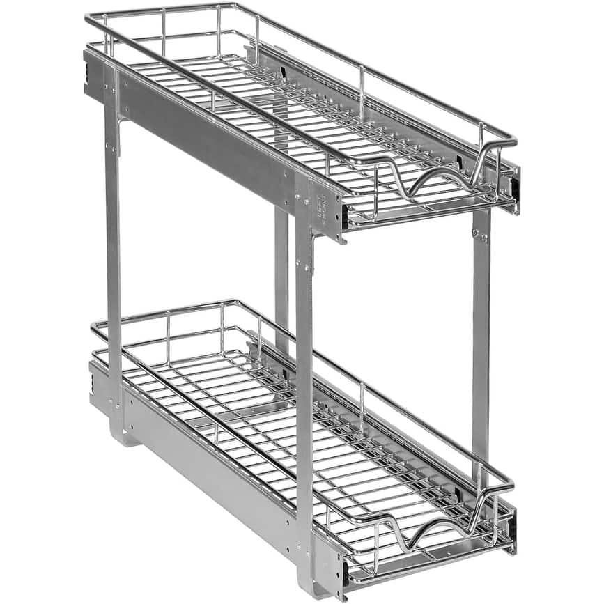 Hold N’ Storage Pull Out Cabinet Organizer 2 Tier – Heavy Duty Metal with Lifetime Limited Warranty - Anti Rust Chrome Finish
