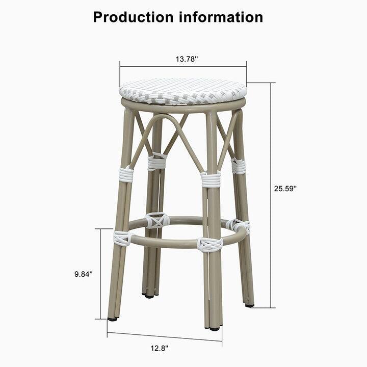PURPLE LEAF Patio Bar Stools Set of 2 Handwoven Wicker Bar Height Stool Modern Aluminum High Bar Chairs
