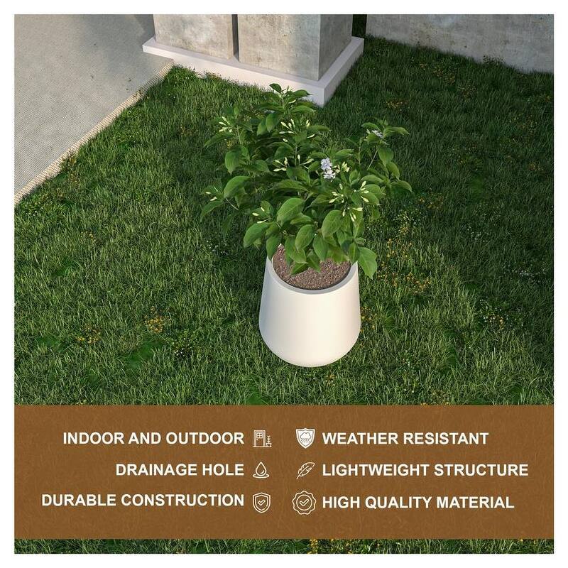Orchid Stylish Tapered Round Fiberstone MGO Planter, Weatherproof Indoor Outdoor Decorative Plant Pot with Built-In Drainage