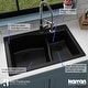 preview thumbnail 32 of 45, Karran Drop-In Quartz 33 in. 1-Hole 60/40 Double Bowl Sink - 33" x 22" x 10" - 33" x 22" x 10"