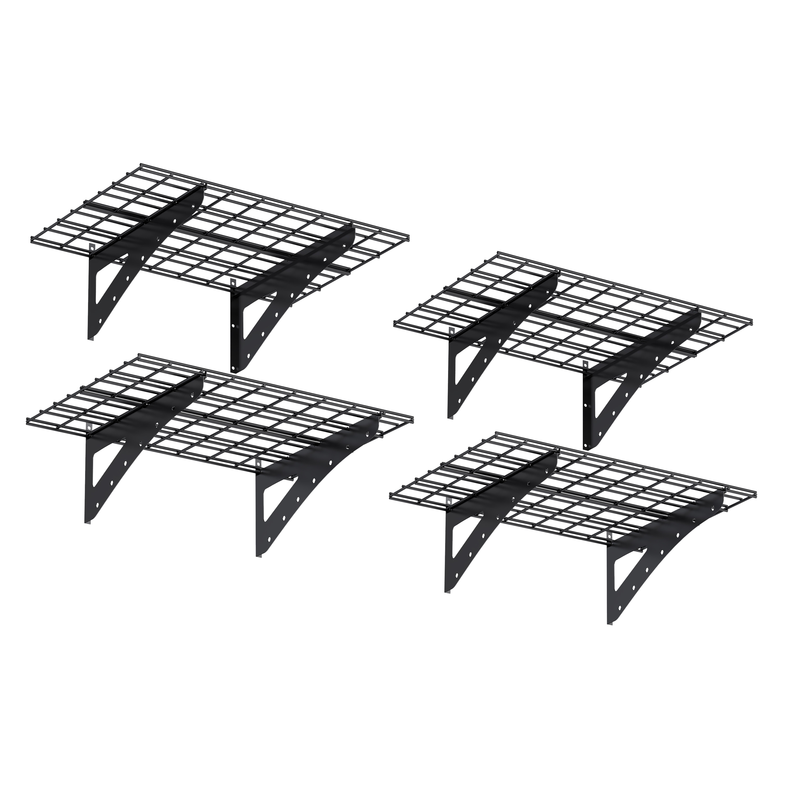 23.6 Inch Wall Mounted Wall Shelf for Garage Heavy Duty Wall Shelf, Supermarket Storage Shelf, Black, 4-Pack