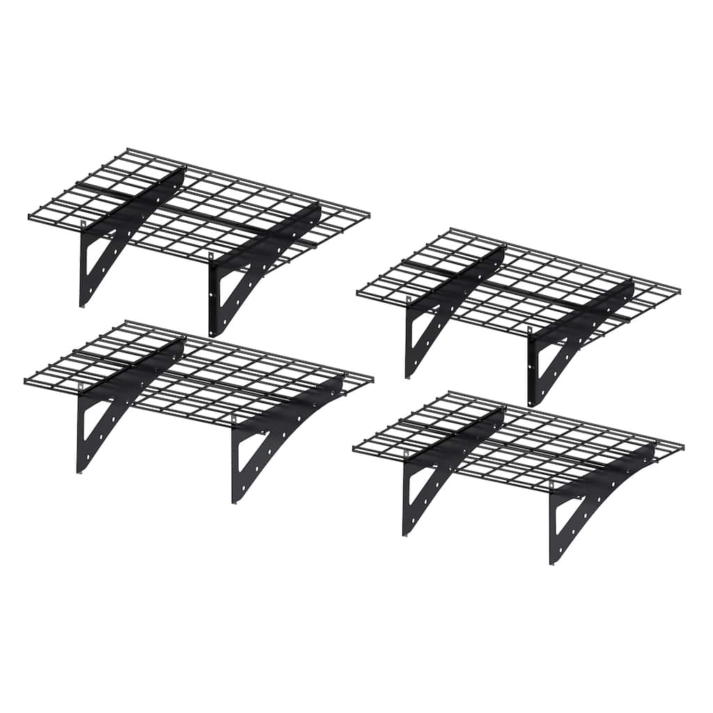 23.6 Inch Wall Mounted Wall Shelf for Garage Heavy Duty Wall Shelf, Supermarket Storage Shelf, Black, 4-Pack