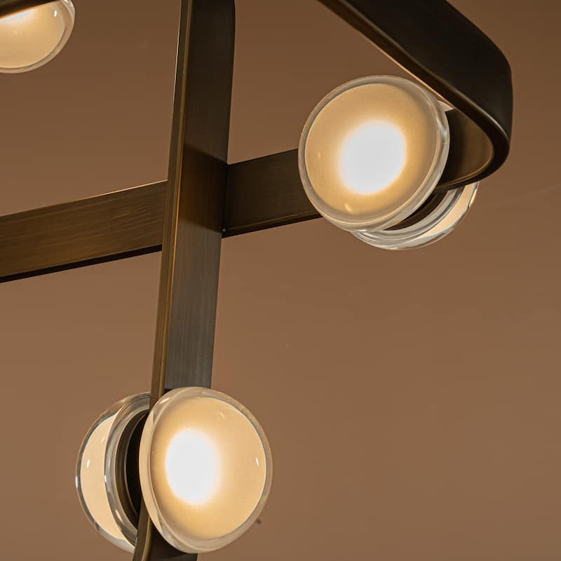 8-Light Modern Geometric Kitchen Island LED Chandelier Unique Antique Copper Dining Room Pendant