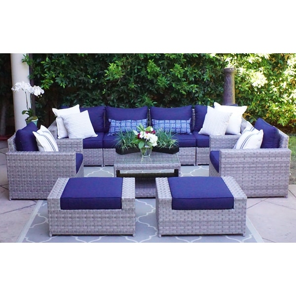 Sunhaven Kensington Cushioned Wicker 9 piece Sofa Set Bed Bath