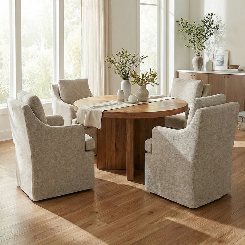 Upholstered Dining Chairs, Modern Kitchen Chairs Dinner Chairs with 4 Casters