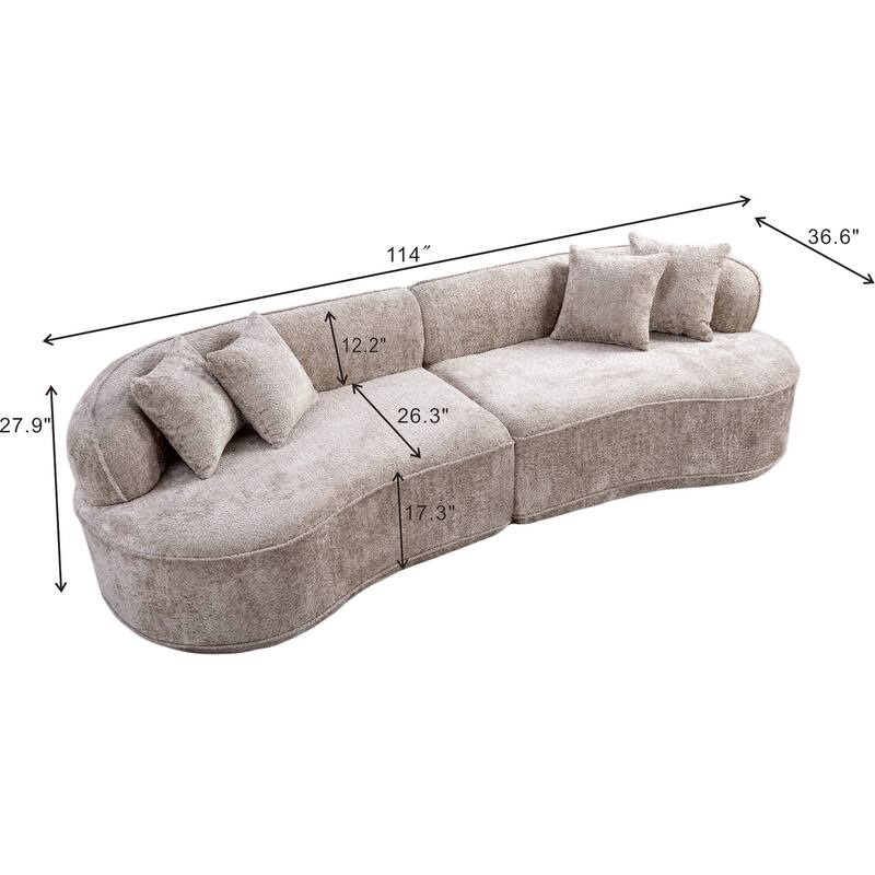 ModernCurved Sectional Sofa, Oversized Minimalist Sleeper Couch