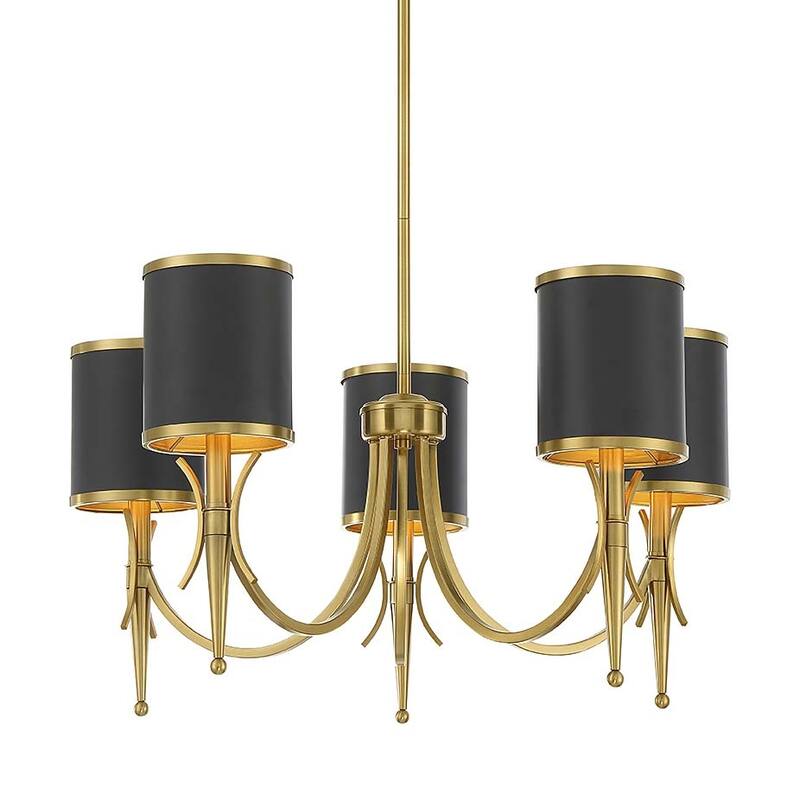 Savoy House 1-9945-5 Quincy 5 Light 27" Wide Chandelier - Matte Black / Warm Brass