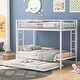 preview thumbnail 1 of 22, Twin over Twin Metal Bunk Bed with Trundle and Two Ladders, Easy Assembly White