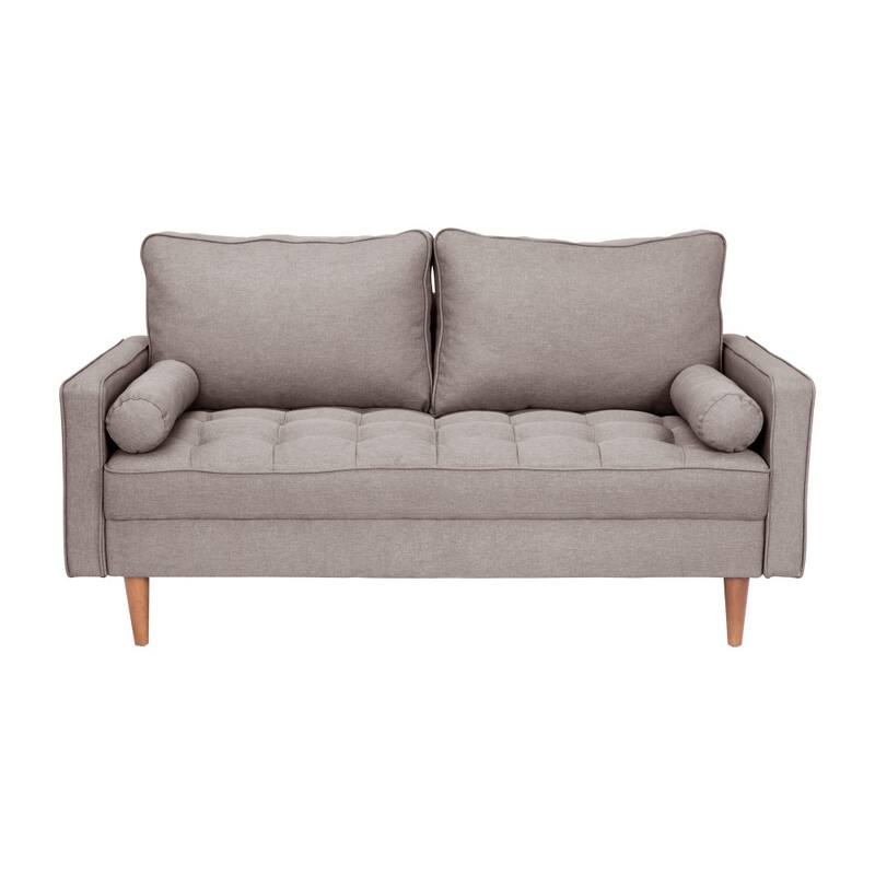 Compact Upholstered Tufted Loveseat with Wooden Legs