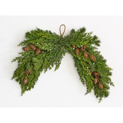 21" Christmas Artificial Evergreen Pine Juniper with Seed Cone Swag - 21
