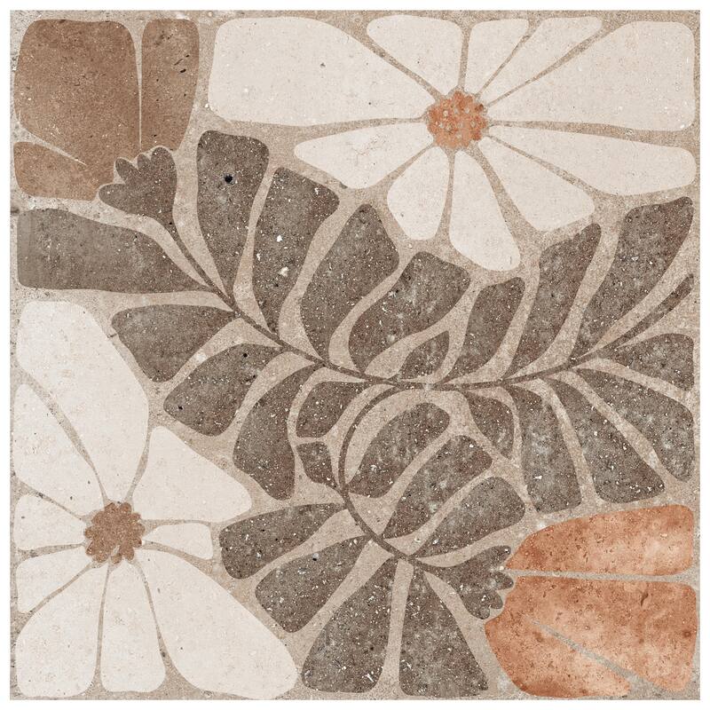 Merola Tile Adagio Decor Fiori 9-3/4" x 9-3/4" Porcelain Floor and Wall Tile