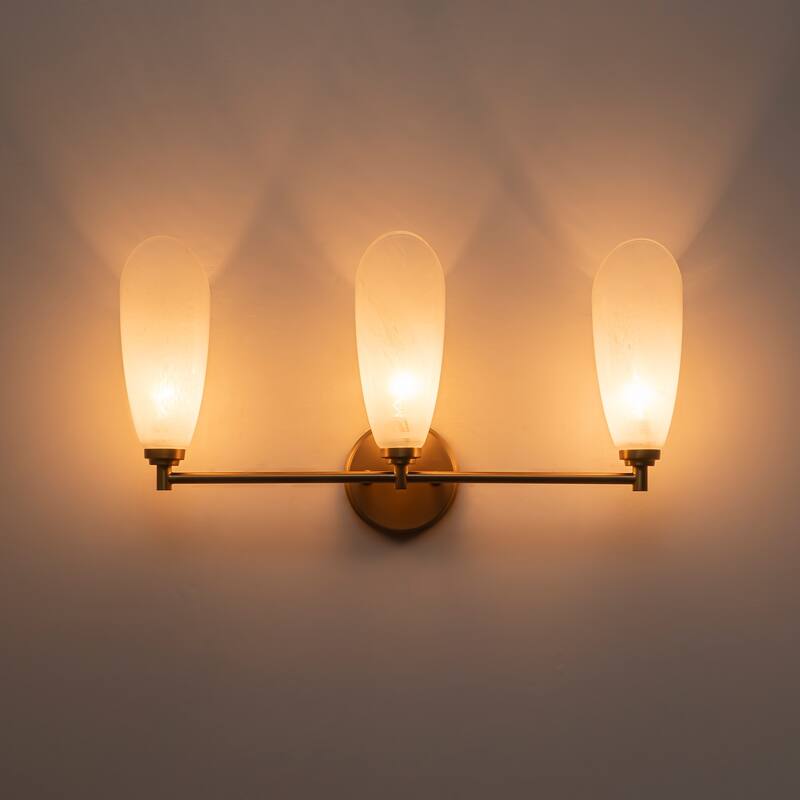 3 Light Gold Bathroom Vanity Light Modern Cloud Glass Shade Hallway - W-21.46 in.