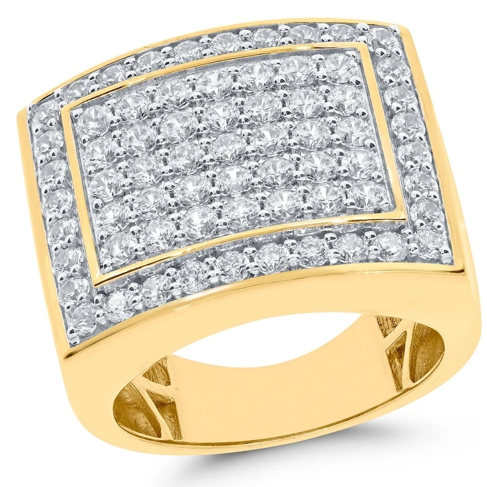 Bliss Diamond 3Ct Diamond Men's Pave Anniversary Wedding Ring in 10k Yellow Gold
