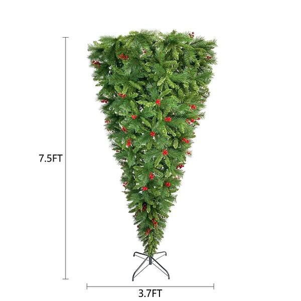 7.5 FT Upside Down Christmas Tree with Artificial Berries,Artificial