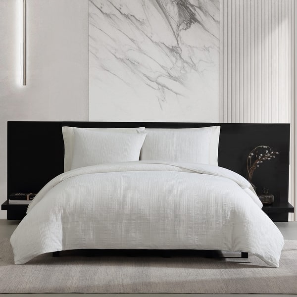 Vera Wang Bark Texture Cottton White Comforter Set