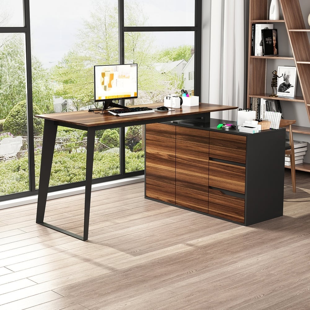 Timechee Home Office Computer Desk L-Shaped Corner Desk 54.3" Writing