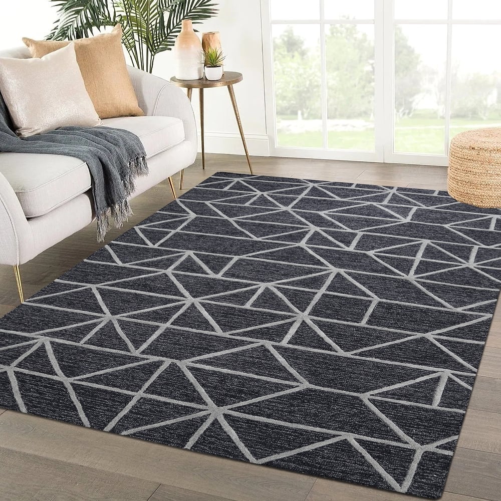 George Towne Living Mirage Luxury Handmade Modern Modular Wool Area Rug