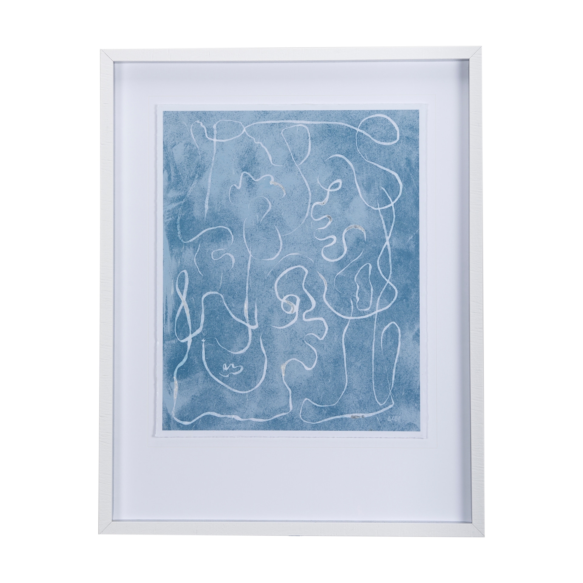 Thread Blue I by Mercana Studio a Hand Embellished Textured Framed Art Print Matted under Glass