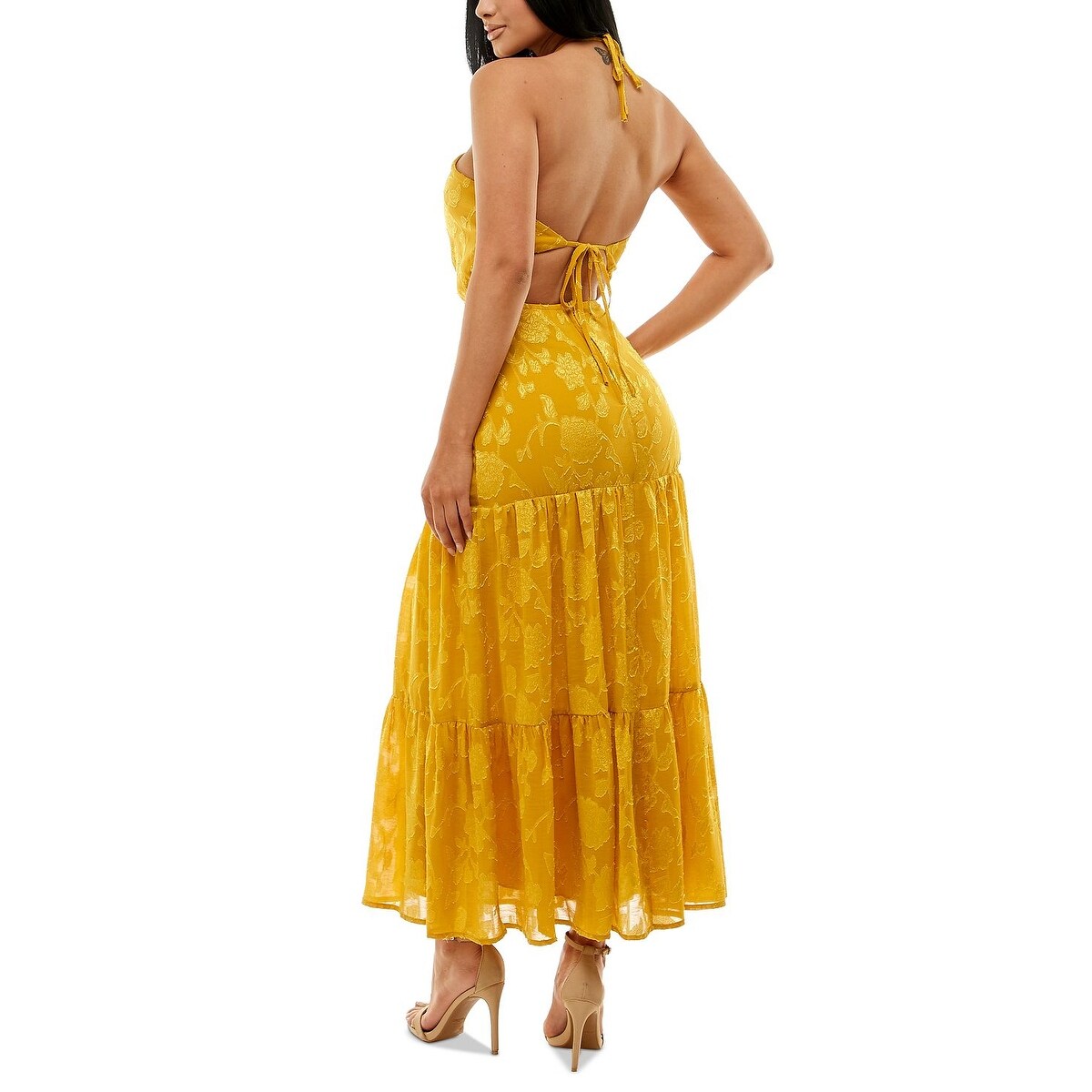 Speechless Junior's Burnout Halter Maxi Dress Yellow Size 5 - Bed Bath &  Beyond - 40631761