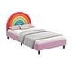 preview thumbnail 6 of 14, Rainbow Design Twin Platform Bed Sport Style Upholstered Bed for Girls & Teens