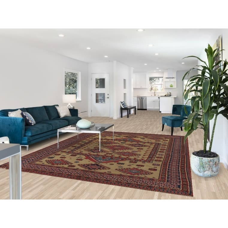 Kazak Vegetable Dye Antique Area Rug Handmade Wool Carpet - 7'9" x 9'3"