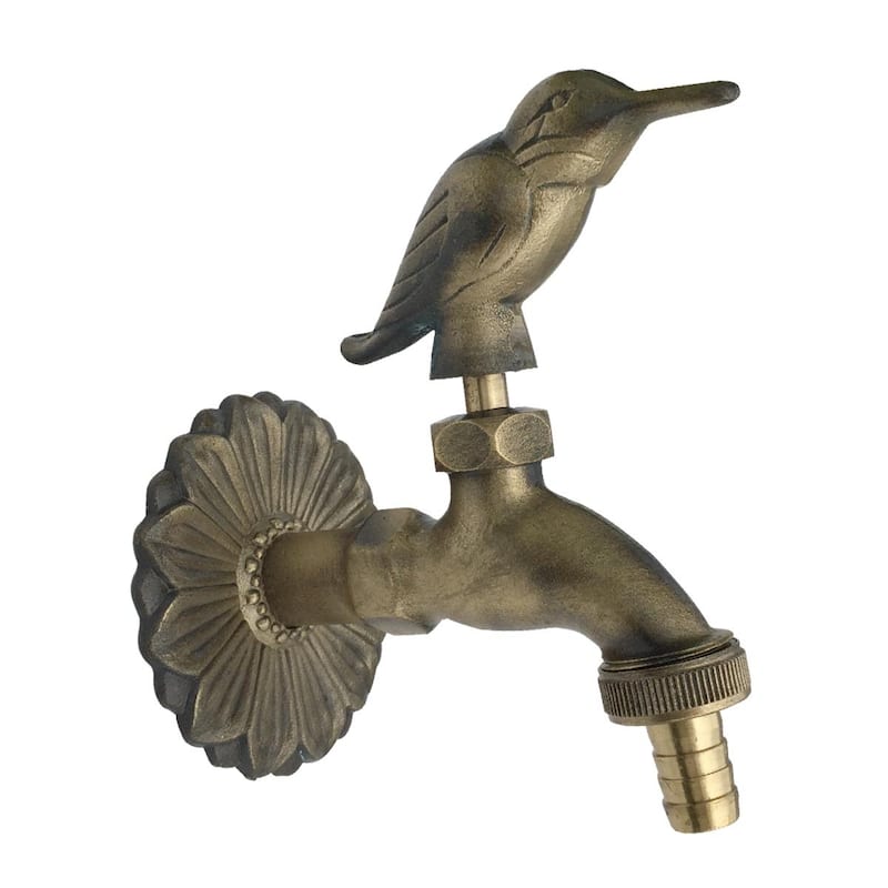 Outdoor Faucet 4.5" Brass Outside Faucet with Bird Shaped Bibcock Decorative Garden Faucet