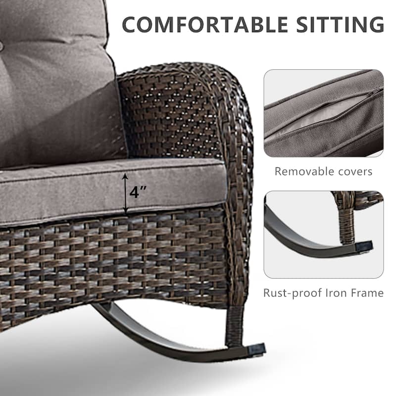 High Back Rocking Chair Outdoor with Cushion