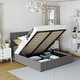 preview thumbnail 19 of 34, Upholstered Platform bed with a Hydraulic Storage System Grey - Queen