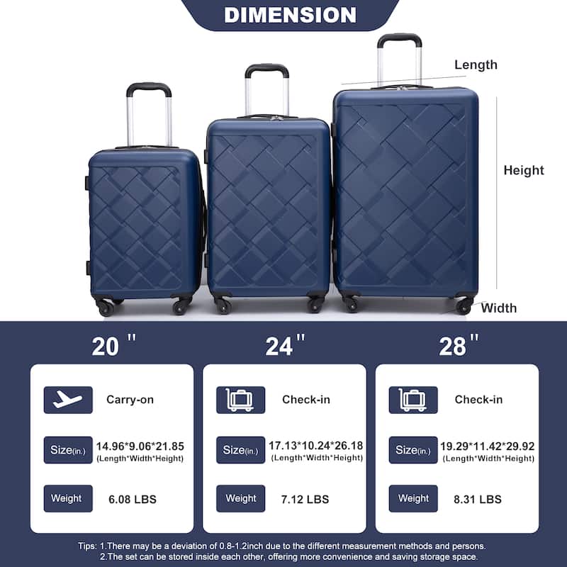 Hardshell Suitcase with Spinner Wheels ABS Luggage Sets Lightweight Durable Suitcase