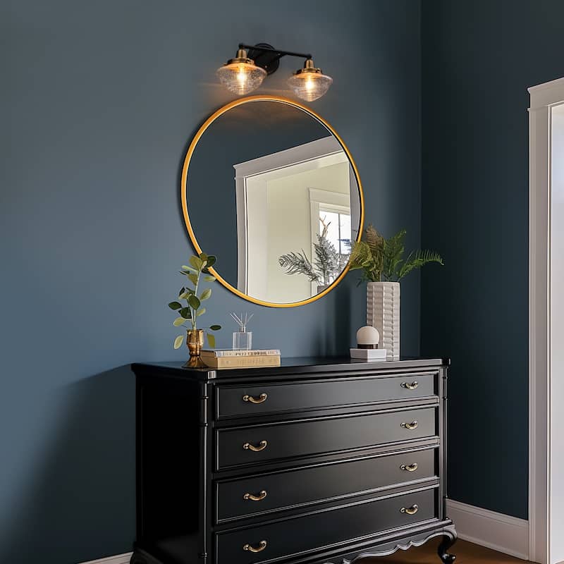 1/2/4-Light Modern Black Gold Bathroom Vanity Light Schoolhouse Glass Wall Sconce