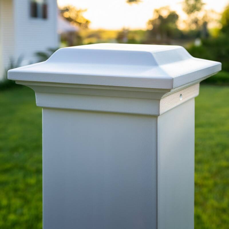 Aluminum Square Top Outdoor Post Cap - 8" - White