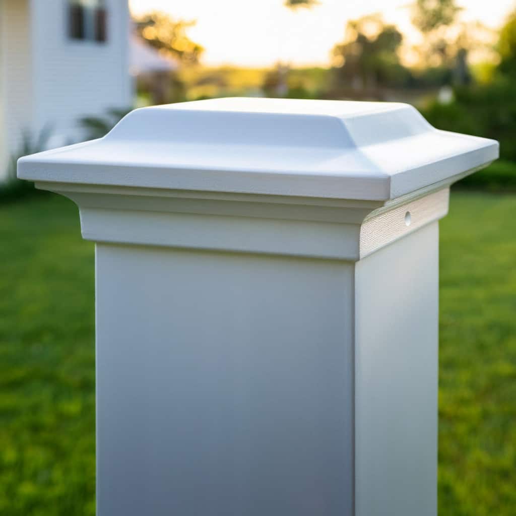 Aluminum Square Top Outdoor Post Cap - 8" - White
