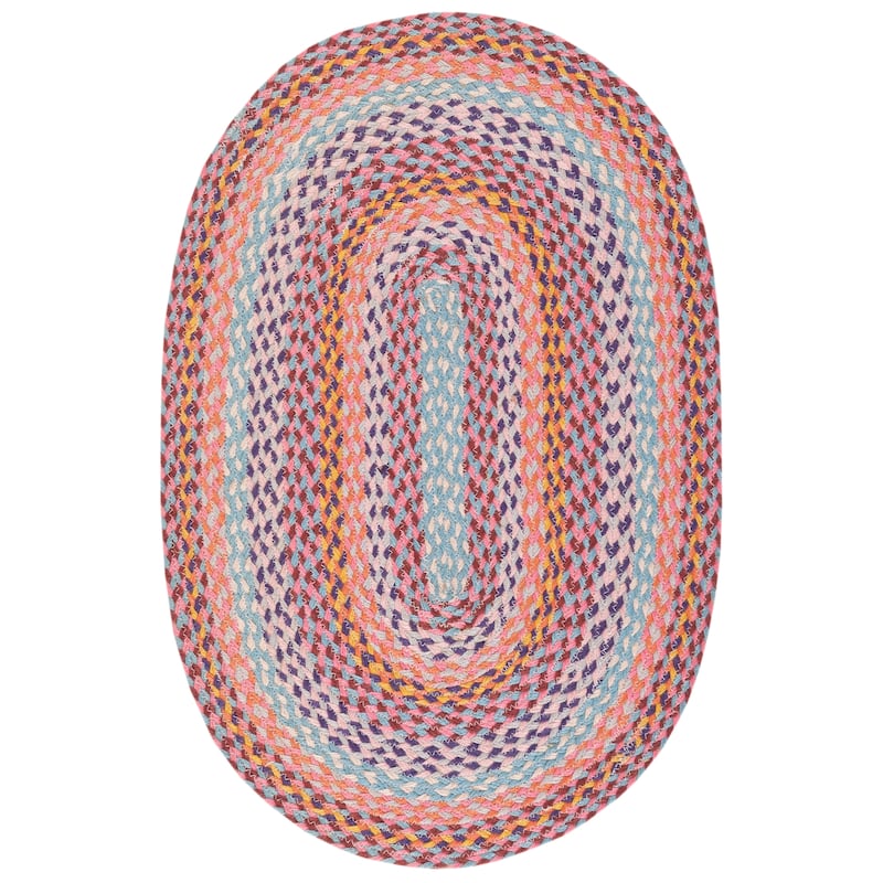 SAFAVIEH Handmade Cape Cod Judite Farmhouse Area Rug - 3' x 5' Oval - Pink/Blue