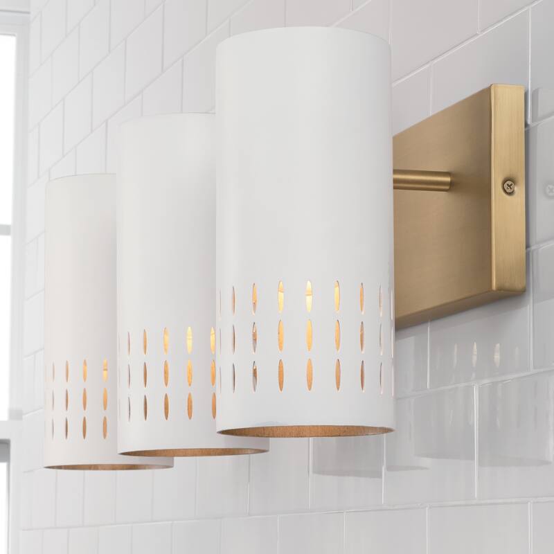 Dash 3-light Aged Brass/ White Bath/ Vanity Fixture