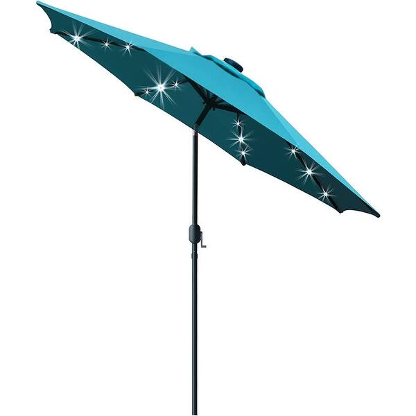 bed bath and beyond teal patio umbrella 9' Solar LED Lighted Patio Umbrella with 8 Ribs(Teal Blue) - Bed Bath &  Beyond