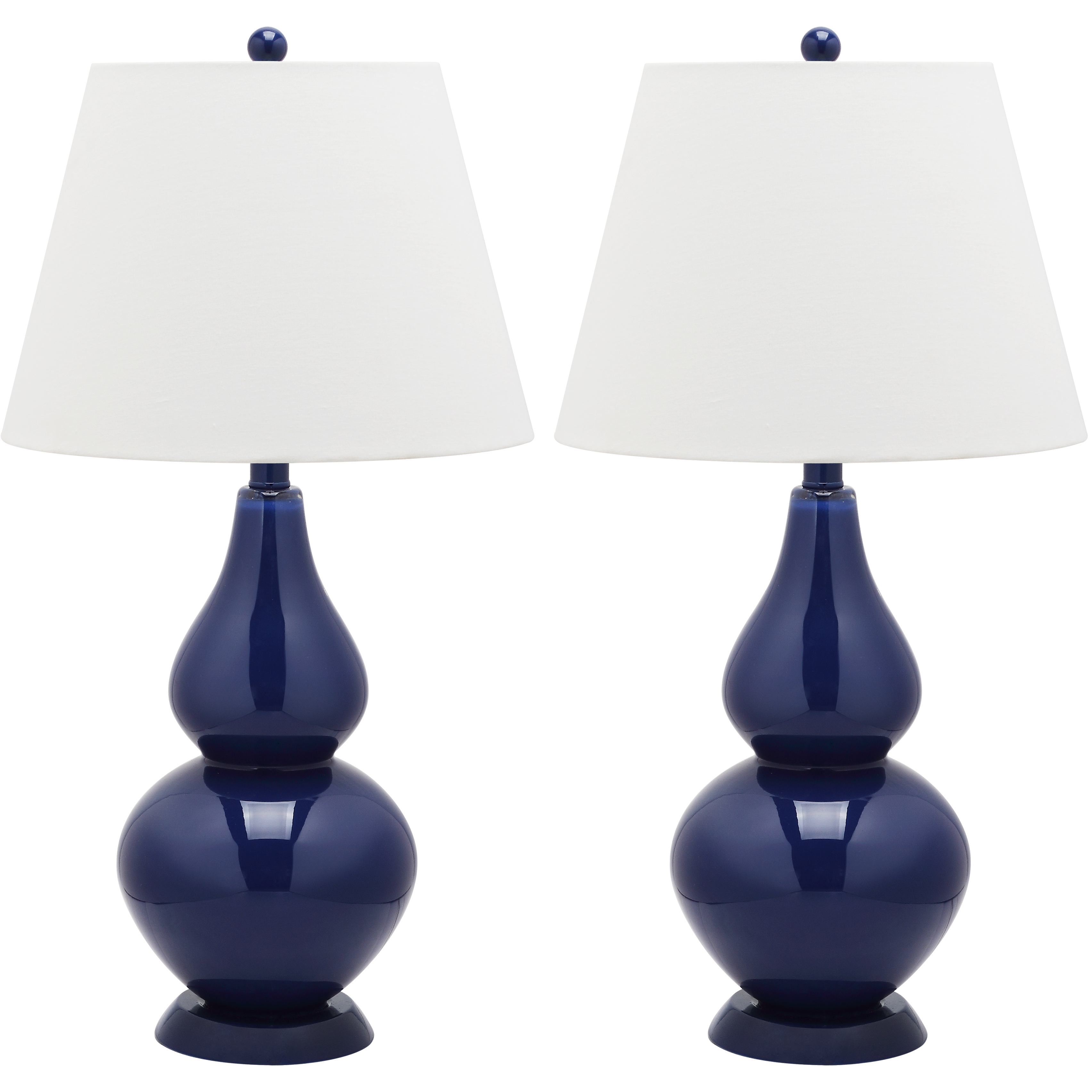 SAFAVIEH Lighting 27-inch Cybil Double Gourd Navy Table Lamp SAFAVIEH Lighting 27-inch Cybil Double Gourd Navy Table Lamp