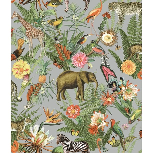 RoomMates Green Tropical Zoo Peel and Stick Wallpaper Bed Bath & Beyond 38887962