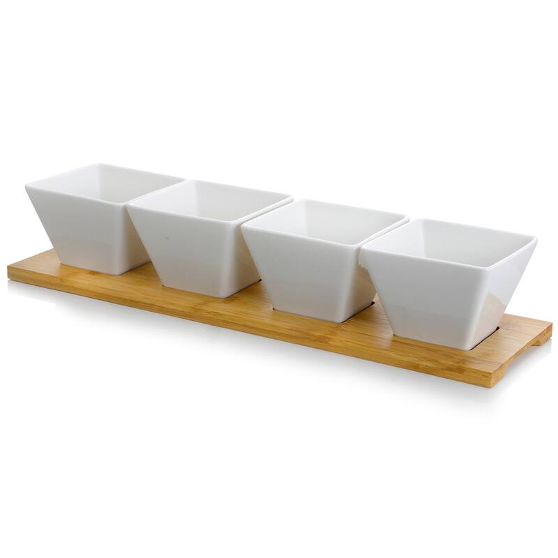 Elama Pantry Basics 5pc Appetizer and Condiment Server w/ Bamboo Block