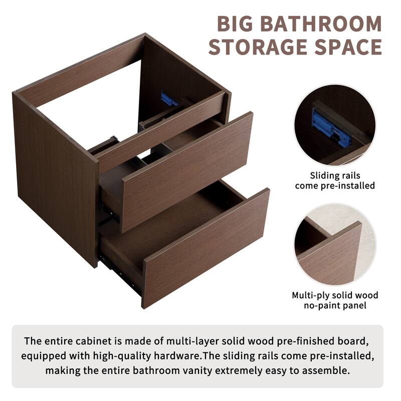 Wall Mounted Floating Single Bathroom Vanity, Without Sink