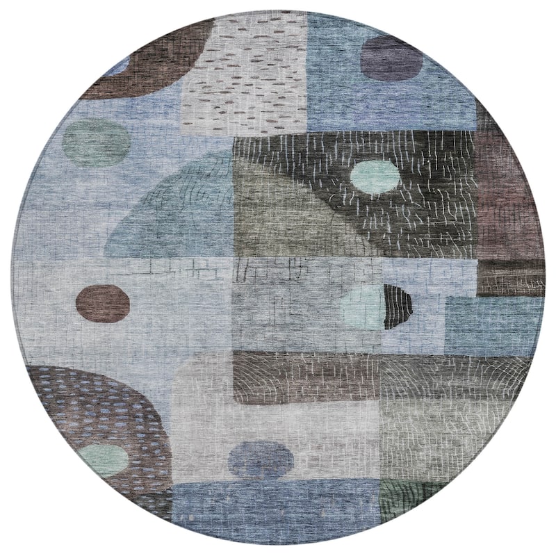 Machine Washable Indoor/ Outdoor Contemporary Geo Chantille Rug