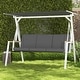 preview thumbnail 1 of 6, Outsunny 3-Seat Outdoor Porch Swing with Stand, Heavy duty Patio Swing Chair with Adjustable Canopy, Removable Cushions Grey