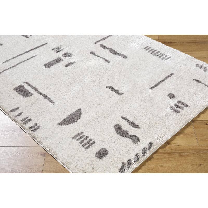 Livabliss Scandinavian Fossay Shag Stripe Washable Area Rug