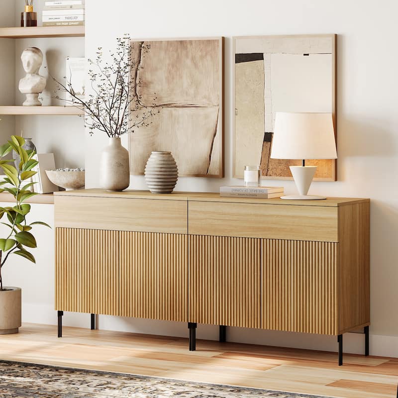 Modern Wood 31.5" Dresser With Reeded Design, Minimalist Dresser Organizer Storage