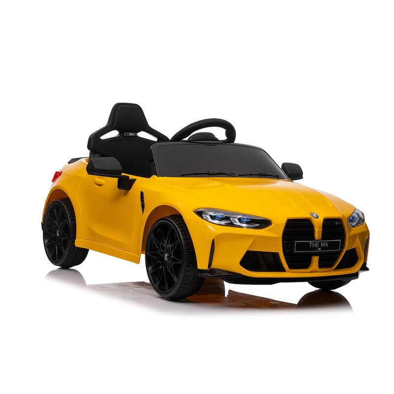 12V Ride On Toy Car for Kids with Remote Control and LED Light - Yellow